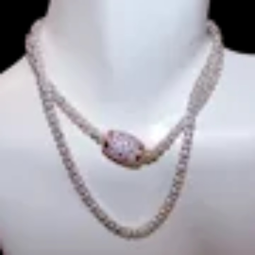 Dyadema Made in Italy Italian Sterling Silver Rhinestone Popcorn Chain Necklace
